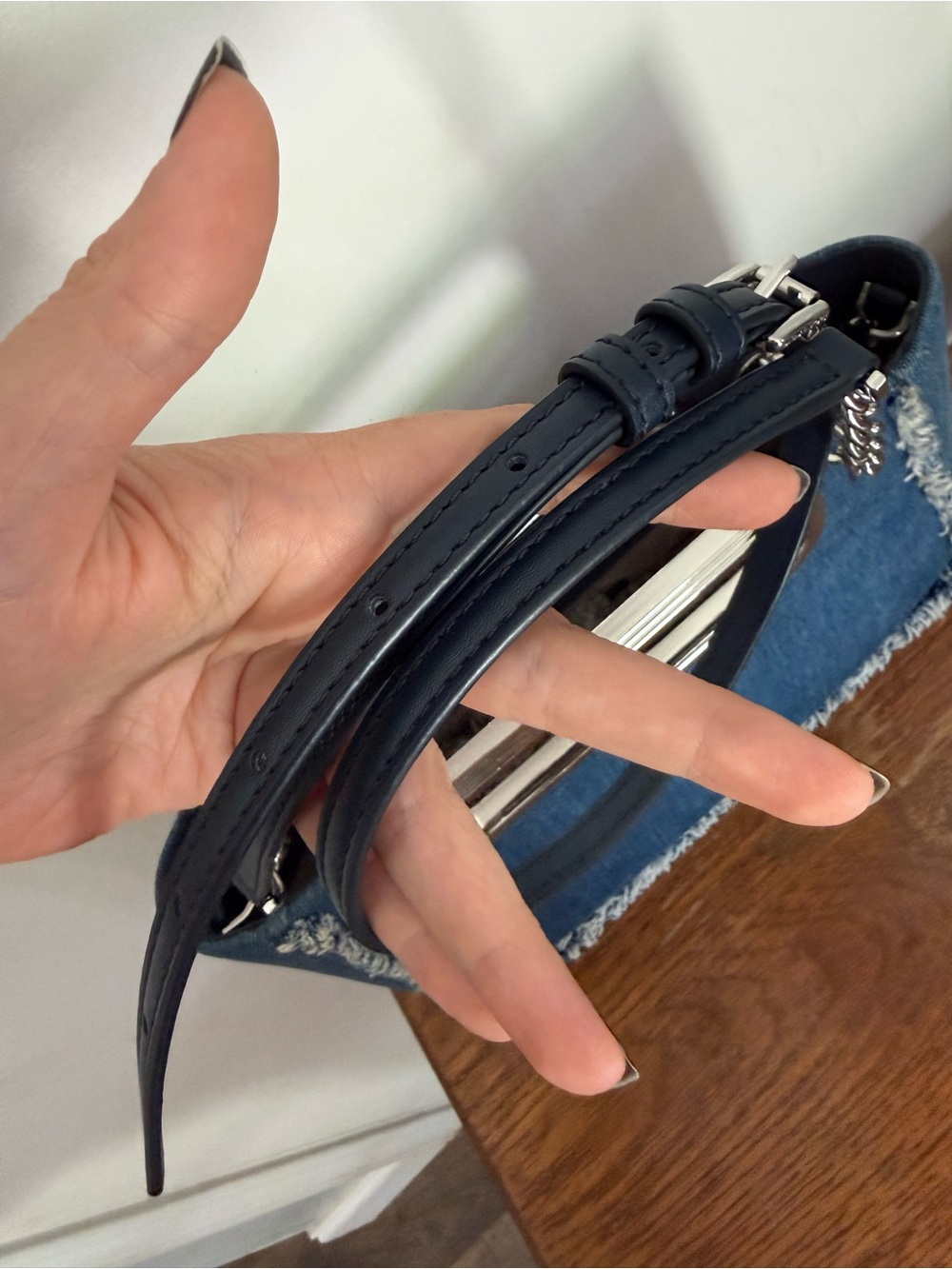 NWOT Michael Michael Kors Chelsea Large Convertible Denim Clutch - Picture 2 of 11